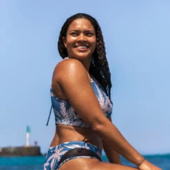 Bas De Maillot De Bain Culotte Femme - Savana Palmer Bleu -Kitesurf Boutique bas de maillot de bain culotte femme savana palmer bleu 1