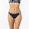 Bas De Maillot De Bain Femme Culotte Roxy Uni Avec Empiècement Floral -Kitesurf Boutique bas de maillot de bain femme culotte roxy uni avec empiecement floral