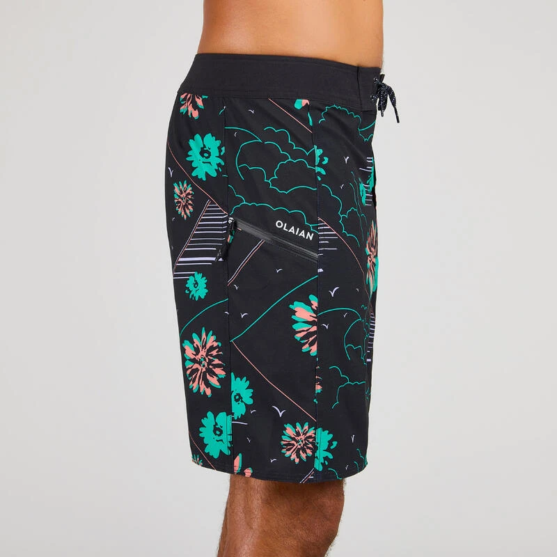 Boardshort Surf 500 19" PARADISE BLACK 6 Boardshort Surf 500 19" PARADISE BLACK – Image 4