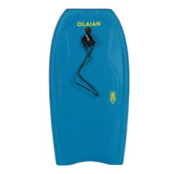 Bodyboard 100 Bleu Jaune Avec Leash Poignet -Kitesurf Boutique bodyboard 100 bleu jaune avec leash poignet 2