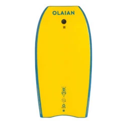 Bodyboard 100 Bleu Jaune Avec Leash Poignet -Kitesurf Boutique bodyboard 100 bleu jaune avec leash poignet 3
