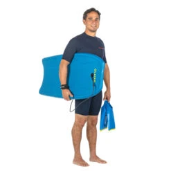Bodyboard 100 Bleu Jaune Avec Leash Poignet -Kitesurf Boutique bodyboard 100 bleu jaune avec leash poignet 7