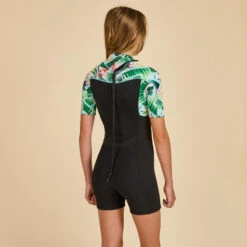 COMBINAISON SURF SHORTY 500 NEOPRENE 1.5MM FILLE NOIRE TIARE -Kitesurf Boutique combinaison surf shorty 500 neoprene 15mm fille noire tiare 2