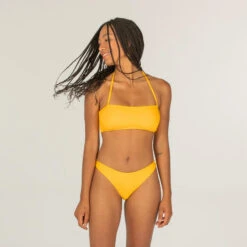 HAUT DE MAILLOT DE BAIN BANDEAU LAURA JAUNE AVEC COQUES AMOVIBLES -Kitesurf Boutique haut de maillot de bain bandeau laura jaune avec coques amovibles 1