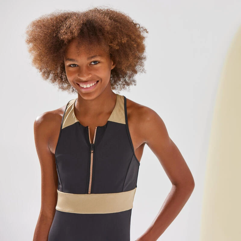 MAILLOT DE BAIN 1 PIECE CALYSTA FILLE 900 NOIR OR 5 MAILLOT DE BAIN 1 PIECE CALYSTA FILLE 900 NOIR OR – Image 3