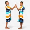 Poncho Surf Enfant 110 à 135 Cm - 500 Wavy Orange Bleu