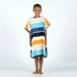 Poncho Surf Enfant 110 à 135 Cm - 500 Wavy Orange Bleu -Kitesurf Boutique poncho surf enfant 110 a 135 cm 500 wavy orange bleu 3