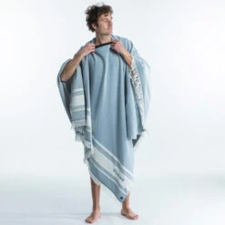 Serviette De Plage Poncho 190 X 190 Cm - Gris Bleu -Kitesurf Boutique serviette de plage poncho 190 x 190 cm gris bleu 3