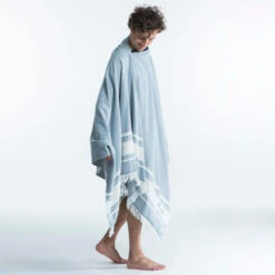 Serviette De Plage Poncho 190 X 190 Cm - Gris Bleu -Kitesurf Boutique serviette de plage poncho 190 x 190 cm gris bleu 4
