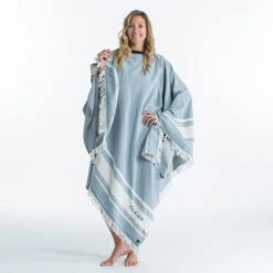 Serviette De Plage Poncho 190 X 190 Cm - Gris Bleu -Kitesurf Boutique serviette de plage poncho 190 x 190 cm gris bleu 6