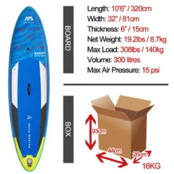 Aqua Marina Stand Up Paddle Gonflable – Beast 10'6" 15cm D'épaisseur Avec Pompe, Pagaie, -Kitesurf Boutique stand up paddle gonflable beast 106 15cm depaisseur avec pompe pagaie 3