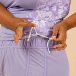 Tee Shirt Anti UV Surf Top 500 Manches Courtes Femme Parme Et Floral SELVA -Kitesurf Boutique tee shirt anti uv surf top 500 manches courtes femme parme et floral selva 4